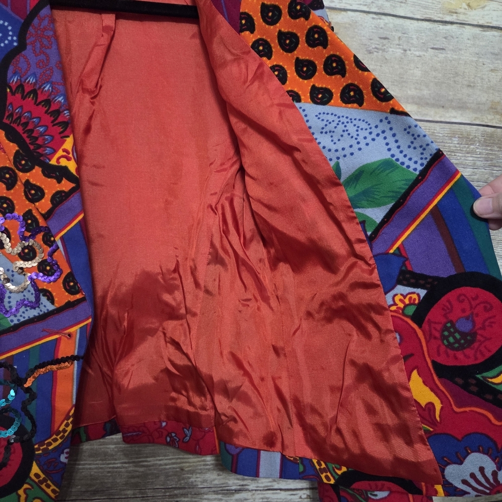 Vintage Kenzo Jungle Patchwork Sequin Embellished… - image 6